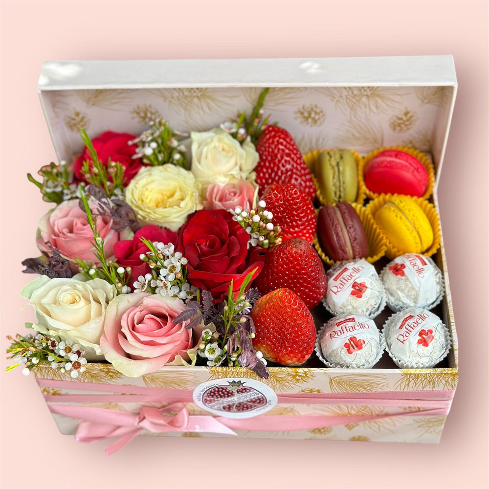 MACAROONS , CHOCOLATES & BLOOMS GIFT BOX Gift Box Bunchilicious 