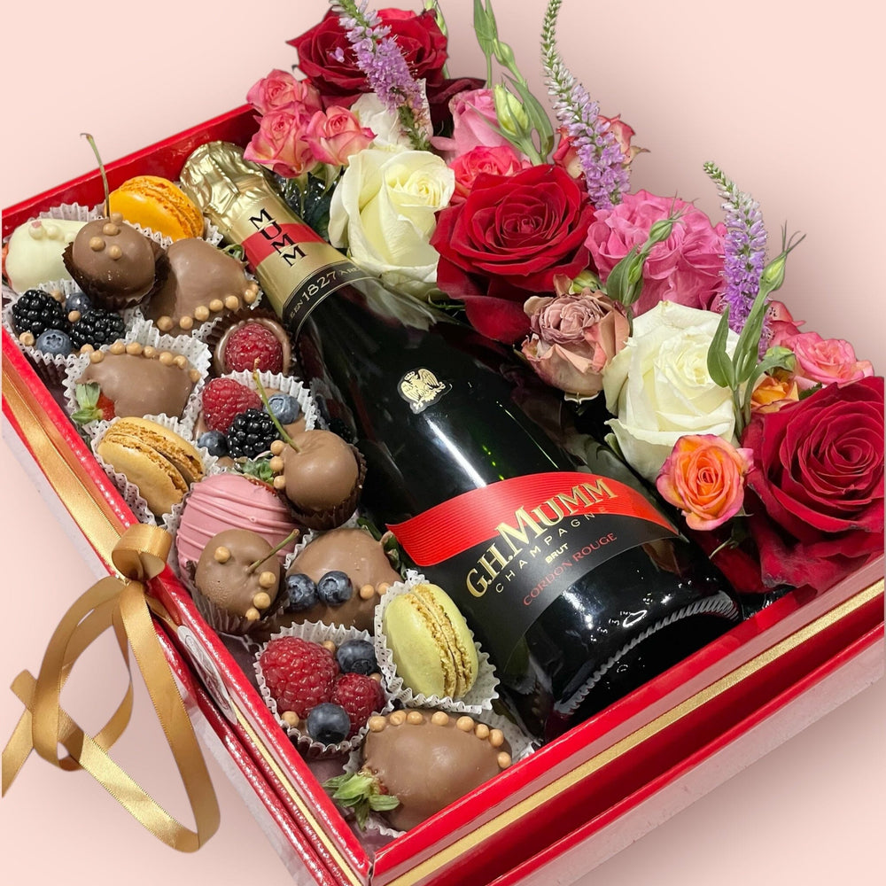 Mumm Champagne & Belgian Chocolate Floral Gift Box Bunchilicious 
