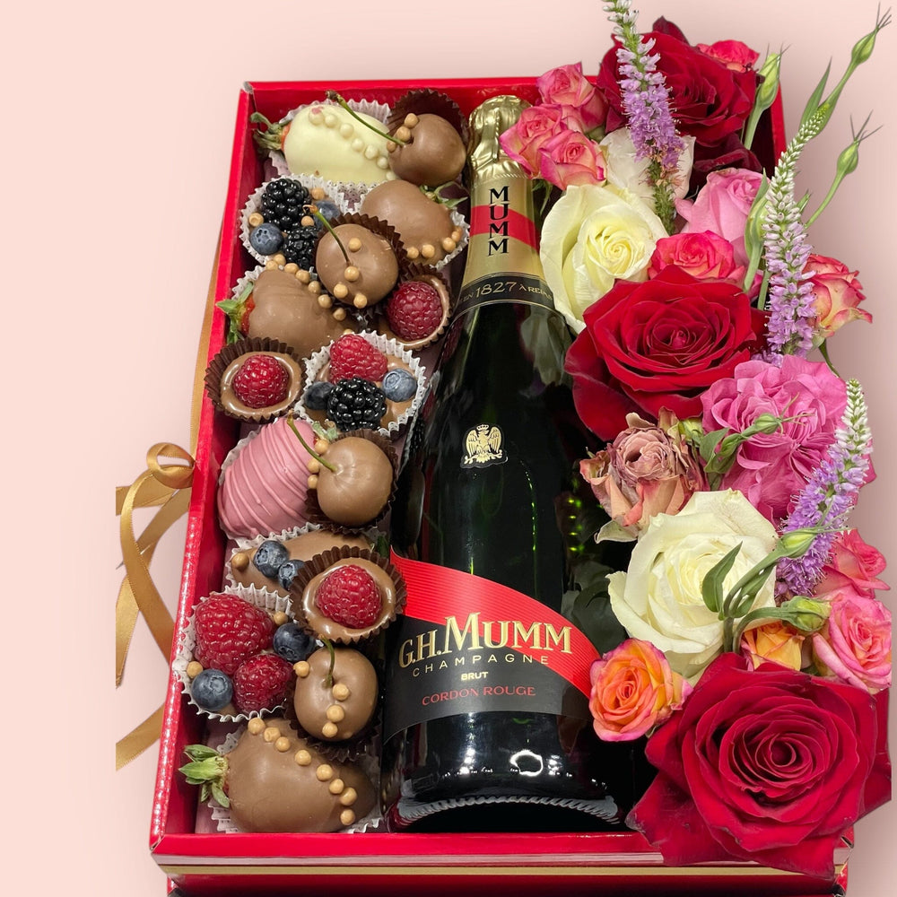 Mumm Champagne & Belgian Chocolate Floral Gift Box Bunchilicious 
