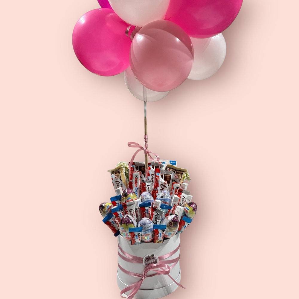 KINDER EGG CHOCOLATE BOUQUET WITH BALLOONS Kinders Bouquets Bunchilicious 