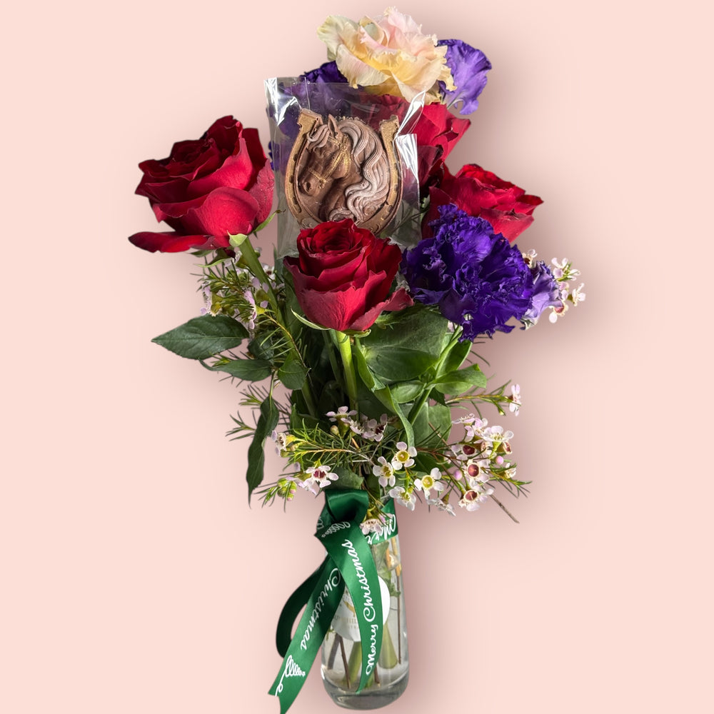 Chocolate Horse Medallion Flower Vase - Mini Luxury Gift