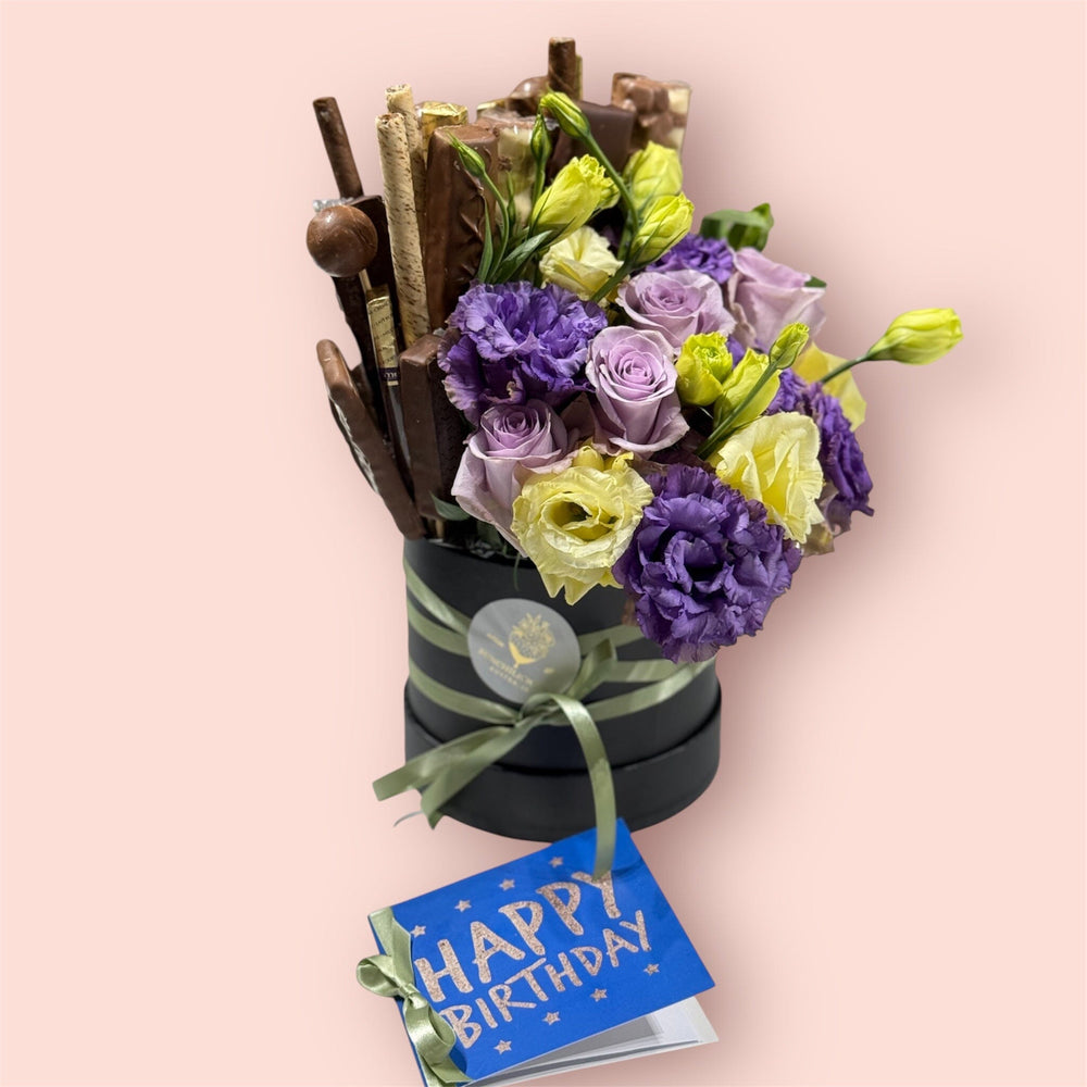 Chocolate & Flowers Hat Box Chocolate Bunchilicious Medium size - For Him 