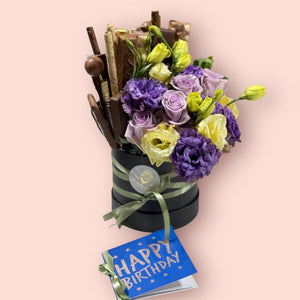 Chocolate & Flowers Hat Box Chocolate Bunchilicious Medium size - For Him 