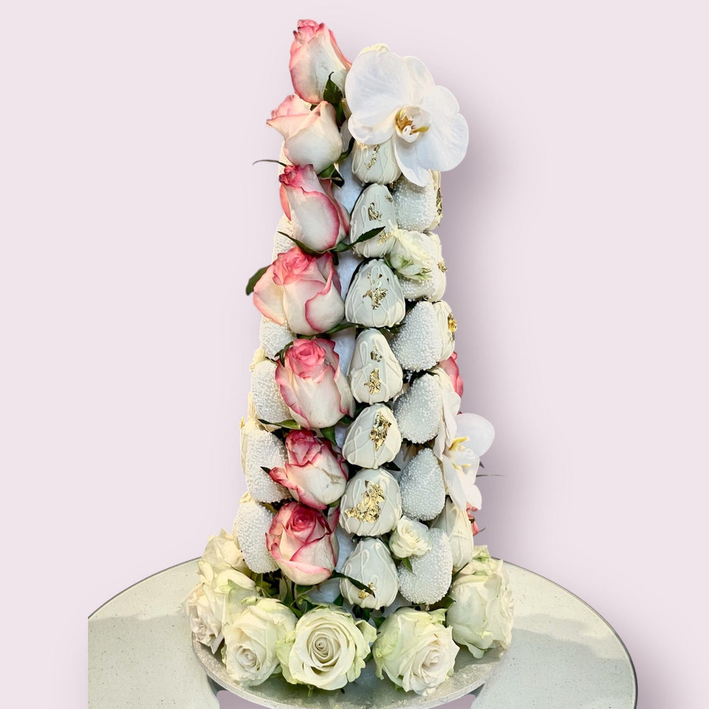 White & Blush Strawberry Tower Event collection Bunchilicious 