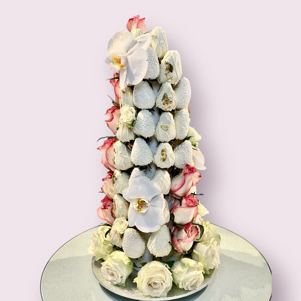 White & Blush Strawberry Tower Event collection Bunchilicious 