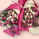 Pastel Pink Chocolate Strawberry & Flower Bouquet Chocolate-Dipped Berries Bunchilicious 