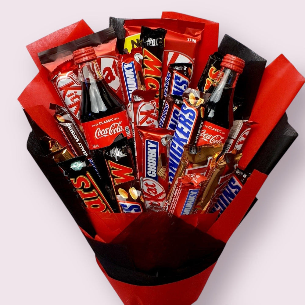 TEENAGE DREAM CHOCOLATE BOUQUET Chocolate bouquet Bunchilicious Large size- 2 bottles Coca Cola 