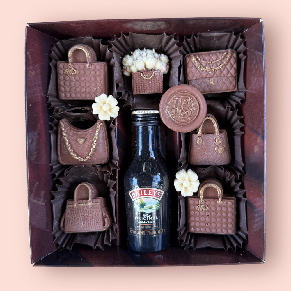 COUTURE CHOCOLATE HANDBAGS COLLECTION Chocolate Gift Box Bunchilicious Bailey’s Irish Cream 50 ml 