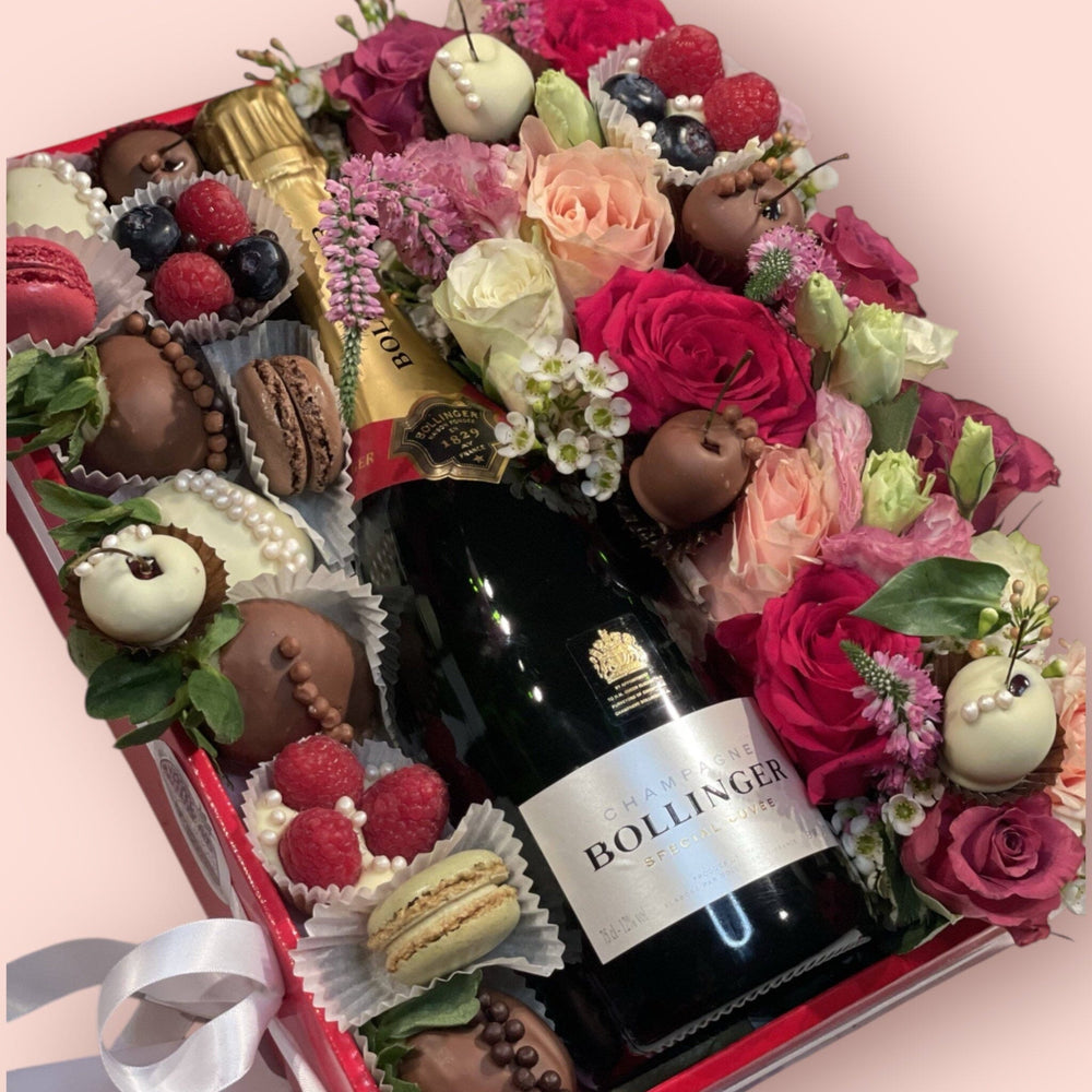 Bollinger Champagne & Belgian Chocolate Floral Gift Box Gift Box Bunchilicious 