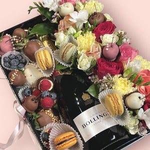 Bollinger Champagne & Belgian Chocolate Floral Gift Box Gift Box Bunchilicious 