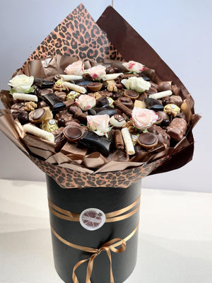 CHOCOLATE HEAVEN -CHOCOLATE BOUQUET Chocolate Bunchilicious Late Size In a Hat Box 