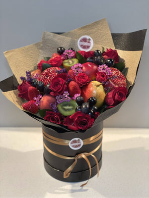 DEVILISHLY DELICIOUS FRUIT CHOCOLATE BOUQUET Fruit and Chocolate Bunchilicious Large Bouquet in a gift box 
